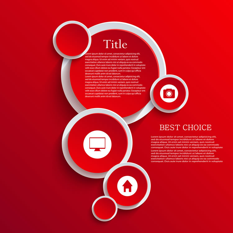 红色设计风格信息图EPS素材-【科e互联】