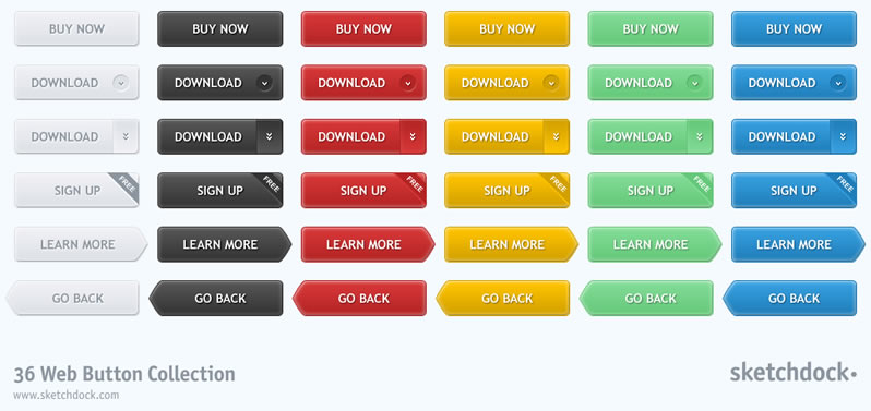 36个常用网页按钮PSD素材下载
